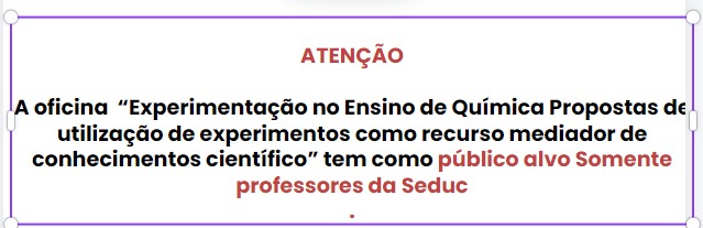 banner da atividade Experimentação no Ensino de Química  Propostas de utilização de experimentos como recurso mediador de conhecimentos científico, II SEMANA ACADÊMICA DE QUÍMICA