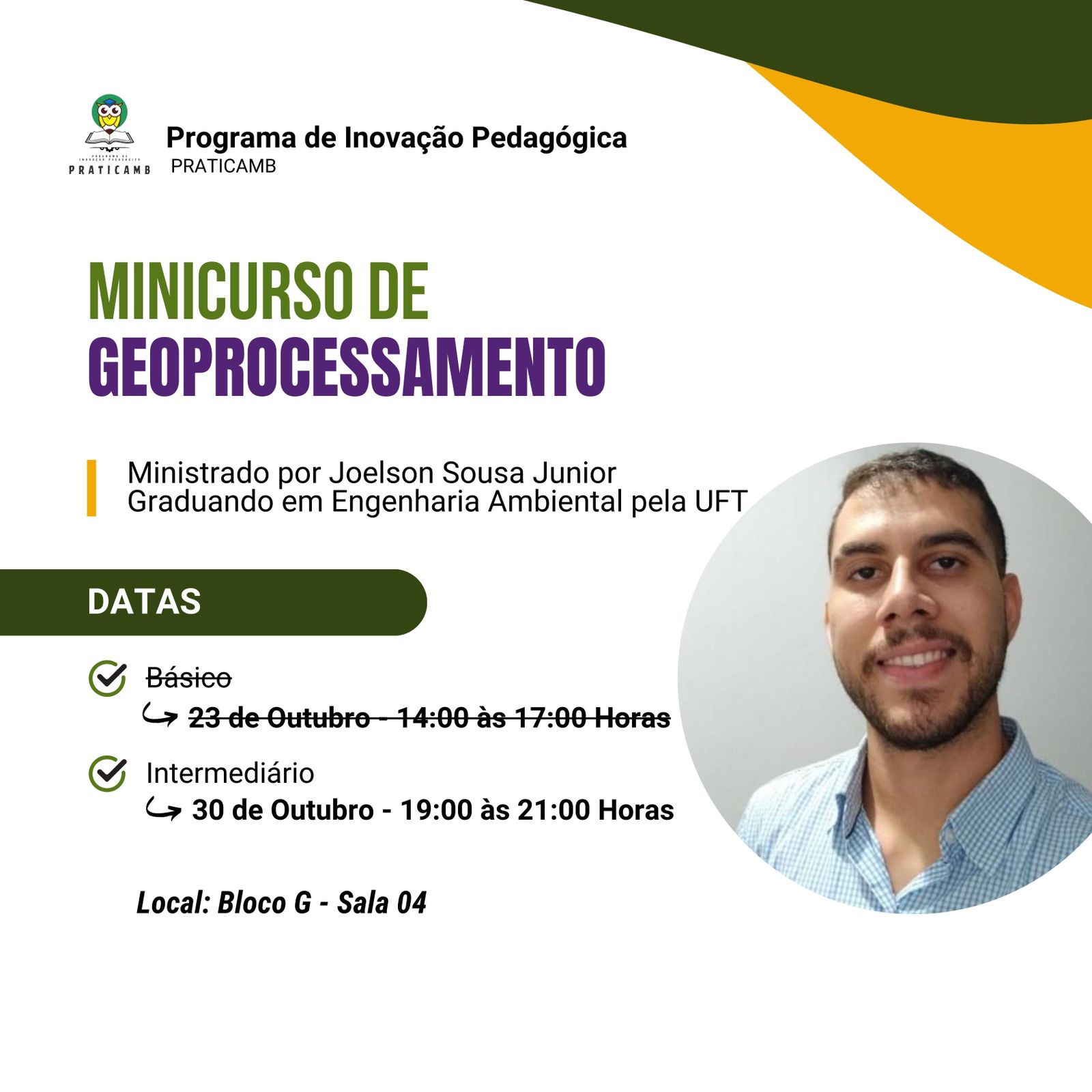 banner da atividade Minicurso de Geoprocessamento - 2º Encontro