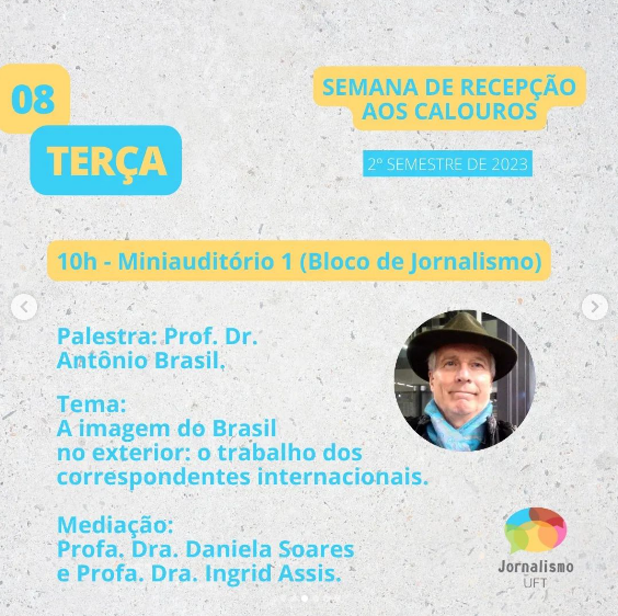 banner da atividade Palestra Prof Dr Antônio Brasil