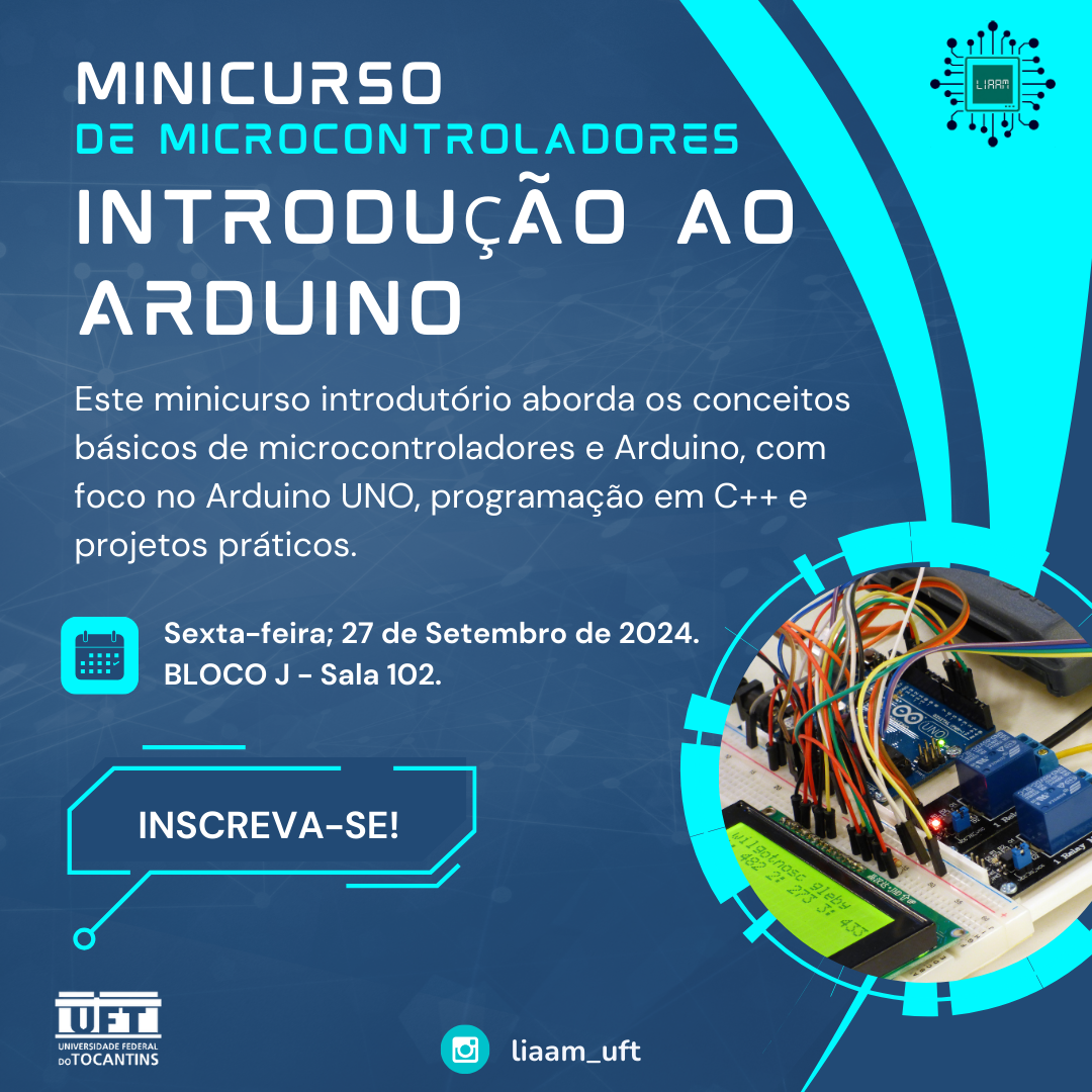 banner da atividade Minicurso de Microcontroladores Introdução ao Arduino