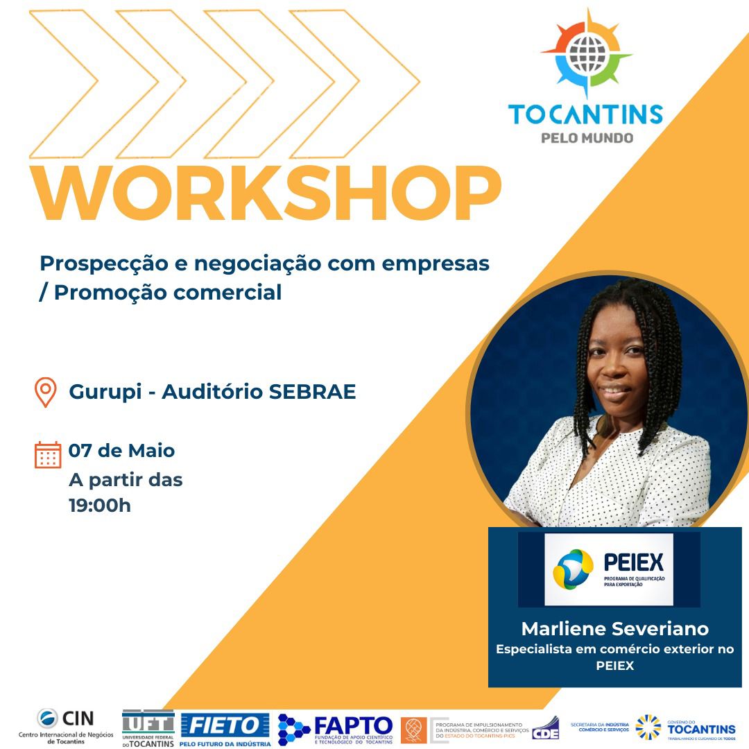 banner da atividade Workshop 6 e 7: Prospecção e Negociação com Cliente Internacionais; Promoção Comercial