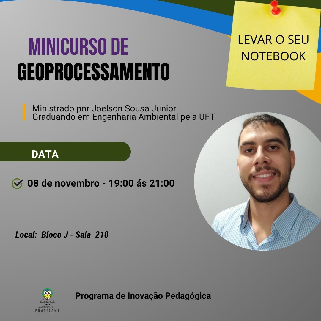 banner da atividade Minicurso de Geoprocessamento