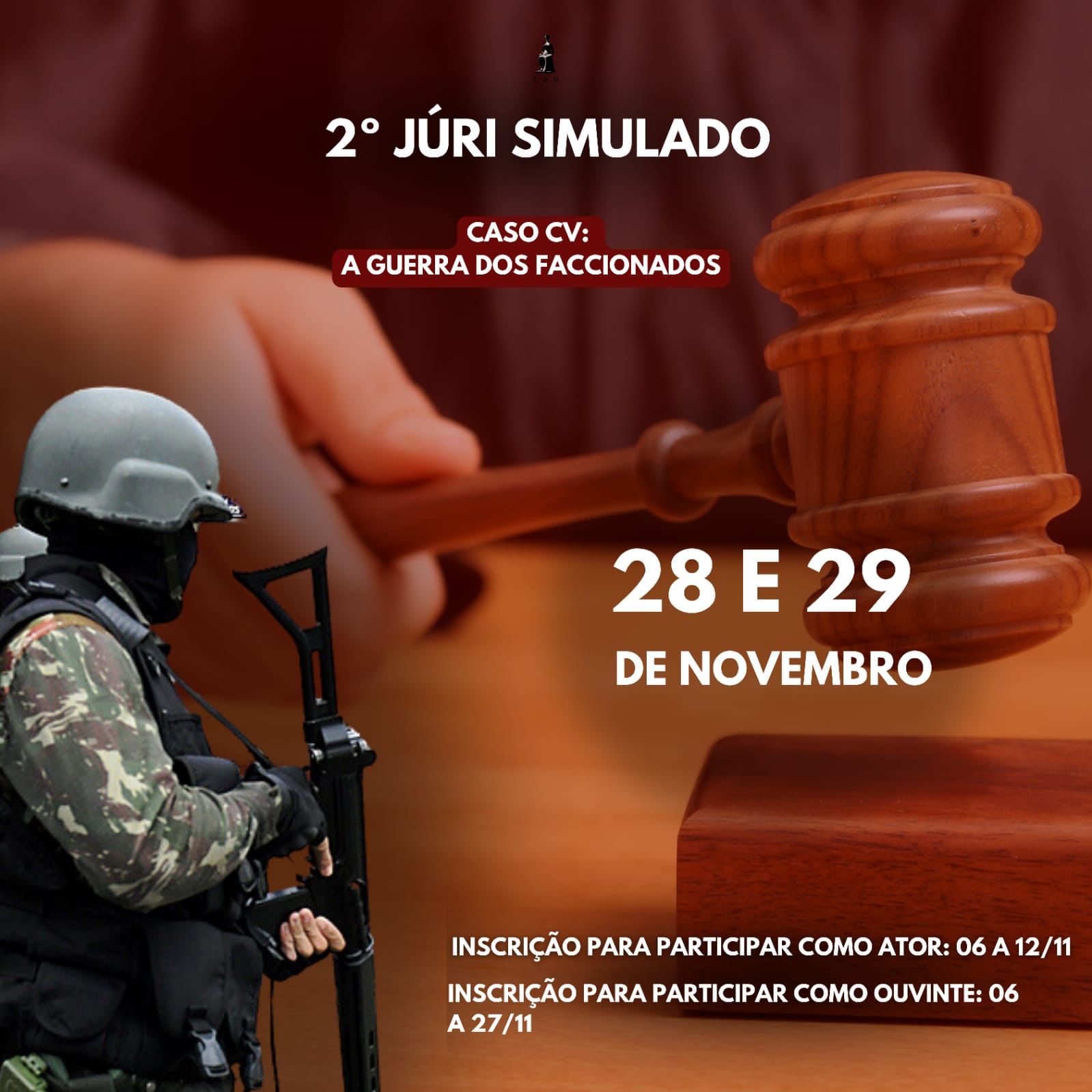 banner da atividade II Edição do Júri Simulado caso Comando Vermelho