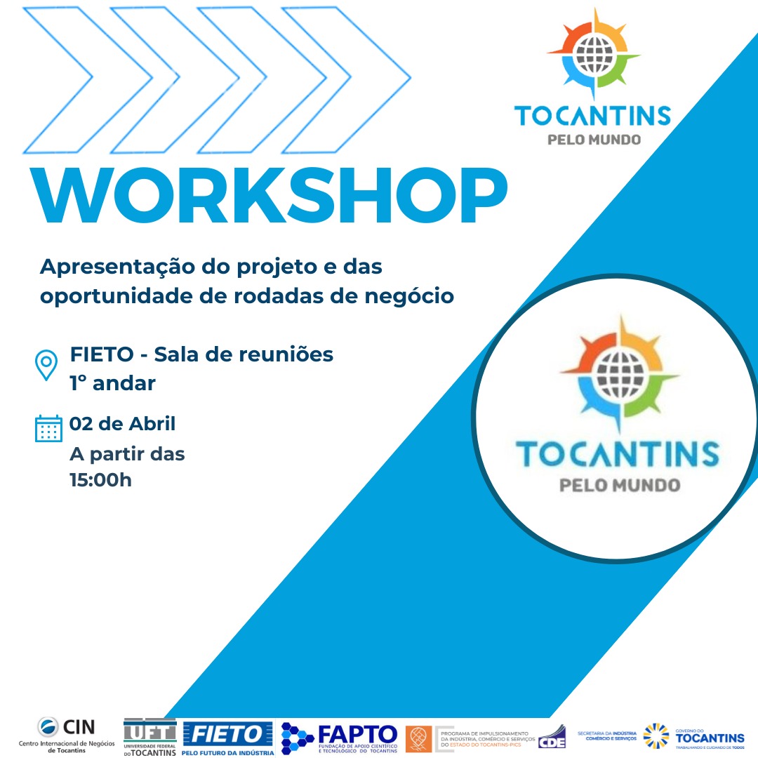 banner da atividade Workshops 1 e 2: Apresentação do projeto e das oportunidades de rodadas de negócios; Exportação, empreendedorismo e inovação