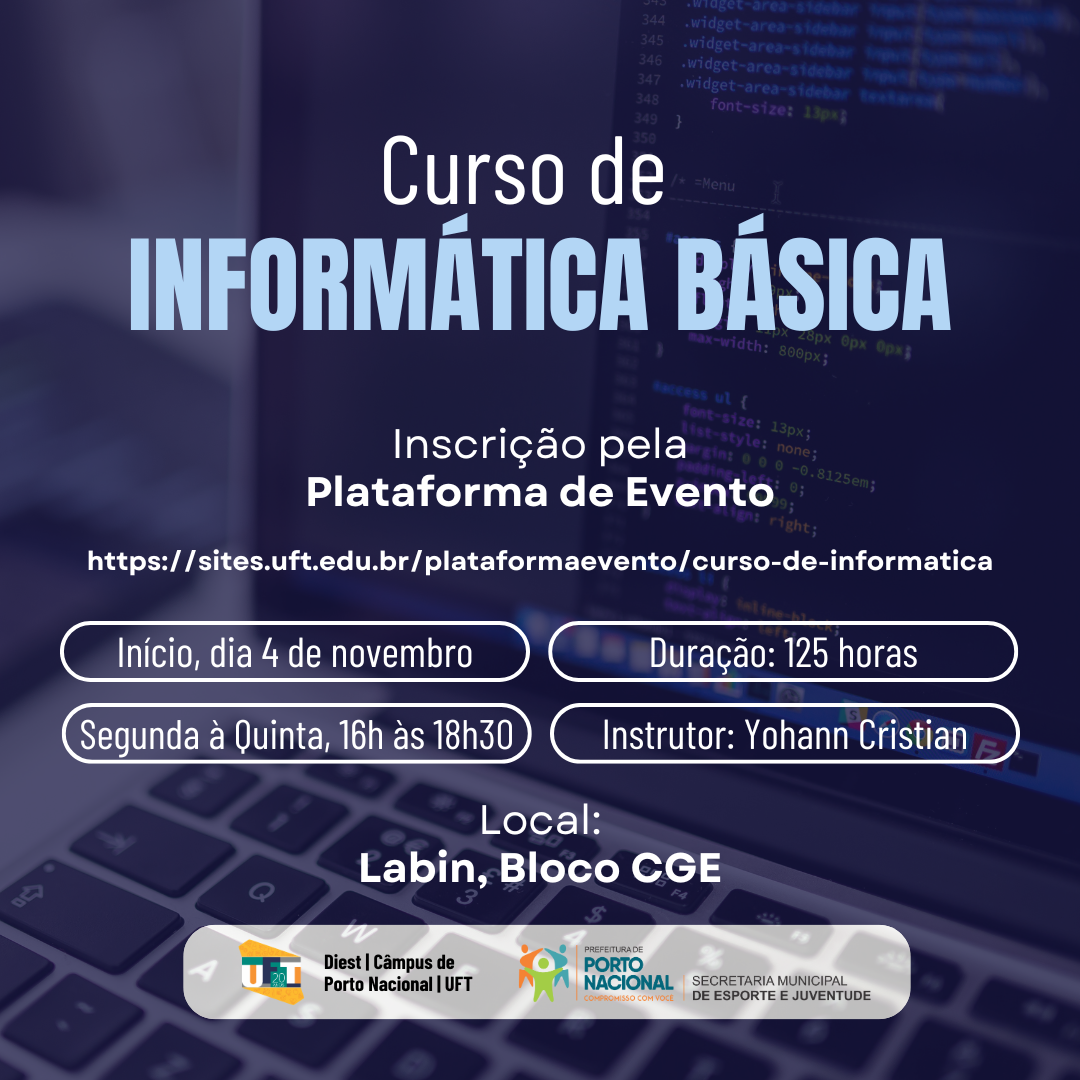 banner da atividade Curso de Informática para estudantes Indígenas e Quilombolas - Labin, Bloco CGE