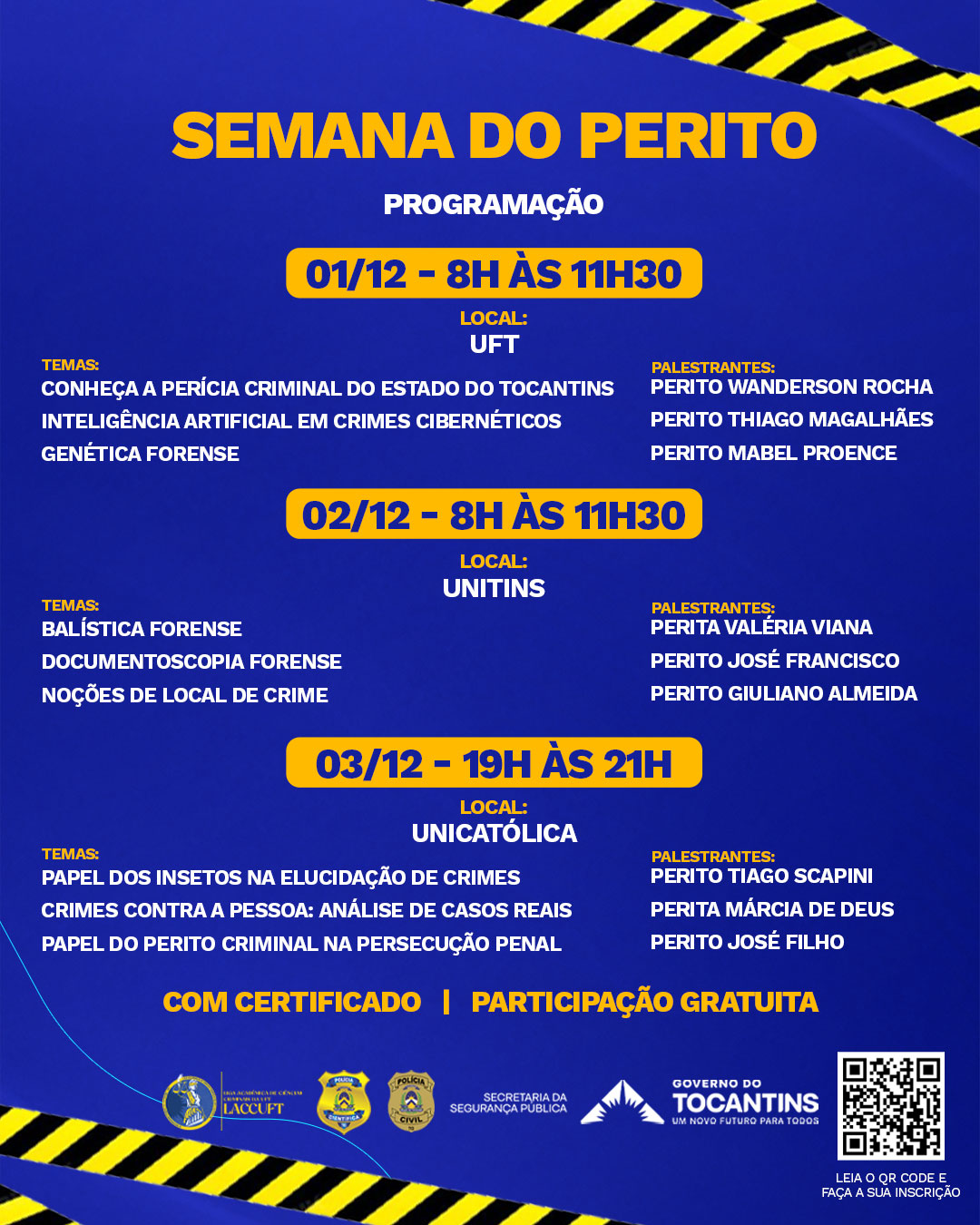 banner da atividade Semana do Perito Criminal