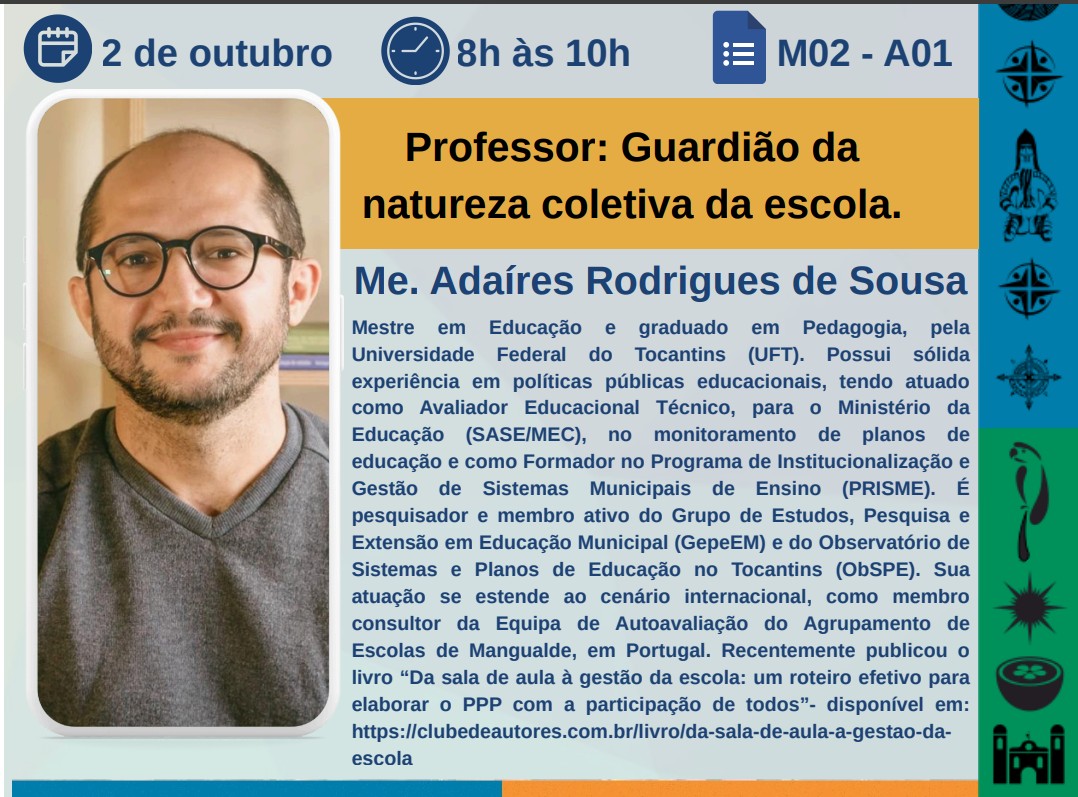 banner da atividade Professor: guardião da natureza coletiva da escola
