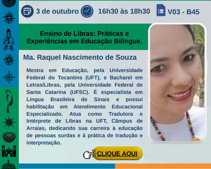 banner da atividade Ensino de Libras: práticas e experiências em educação bilíngue
