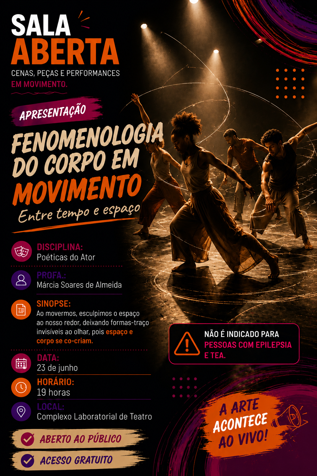 banner da atividade Fenomenologia do corpo em movimento Entre tempo e espaço