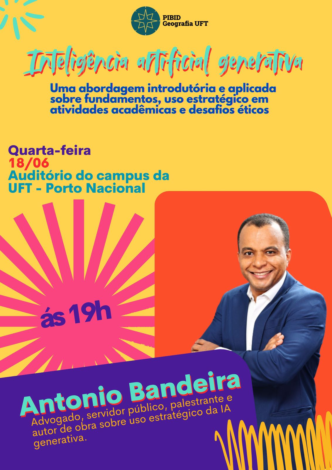 banner da atividade Palestra - A Inteligência Artificial Generativa Uma abordagem introdutória e aplicada sobre fundamentos uso estratégico em atividades acadêmicas e desafios éticos