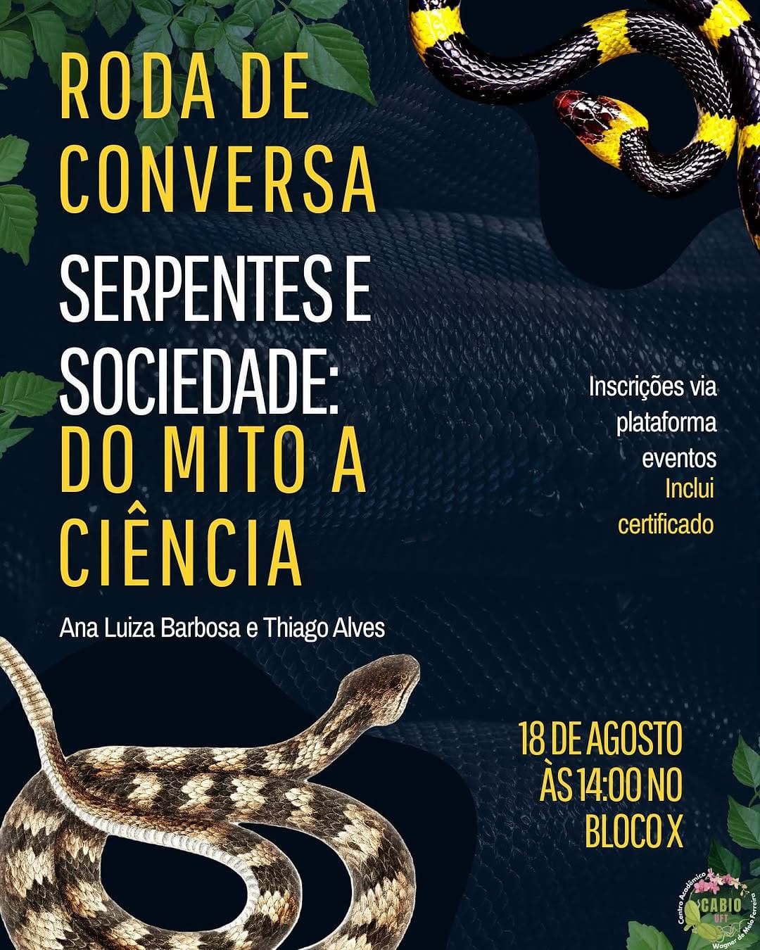 banner da atividade Serpentes e Sociedade: do Mito à Ciência
