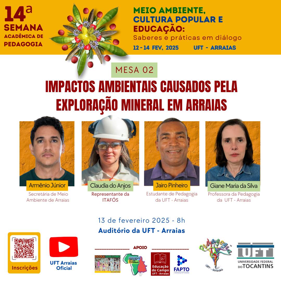 banner da atividade Mesa 02 - Os impactos ambientais causados pela exploração mineral em Arraias