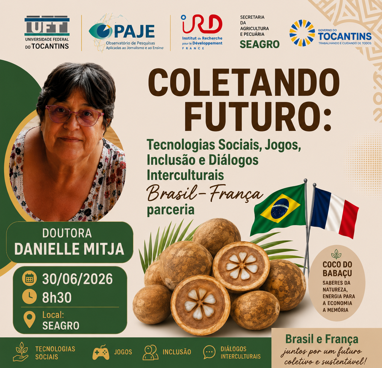 banner da atividade COLETANDO FUTURO Tecnologias Sociais Jogos Inclusão e Diálogos Interculturais Brasil - França