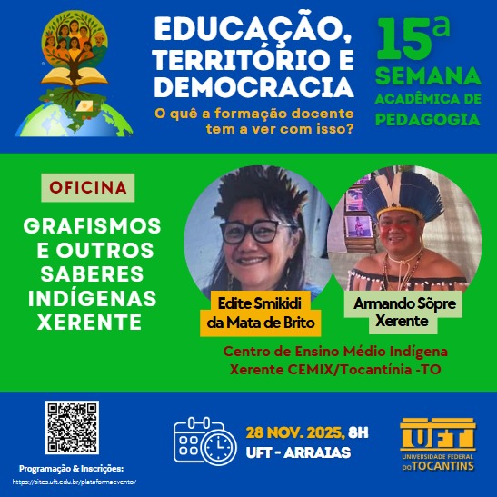 banner da atividade Grafismos e Outros Saberes Indígenas - Xerente