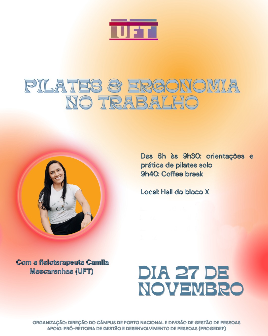 banner da atividade Pilates  Ergonomia no Trabalho