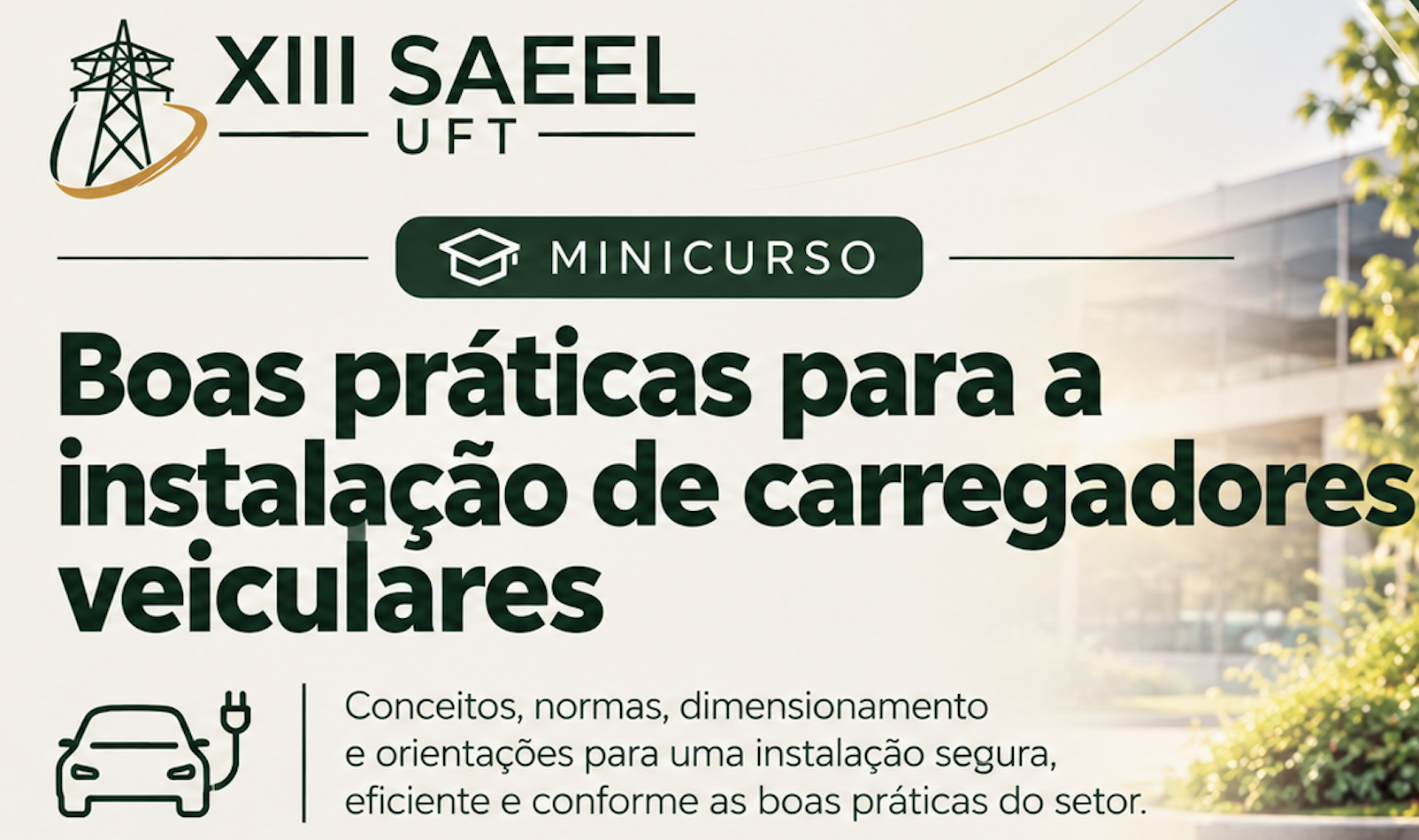 banner da atividade Boas práticas para a instalação de Carregadores Veiculares