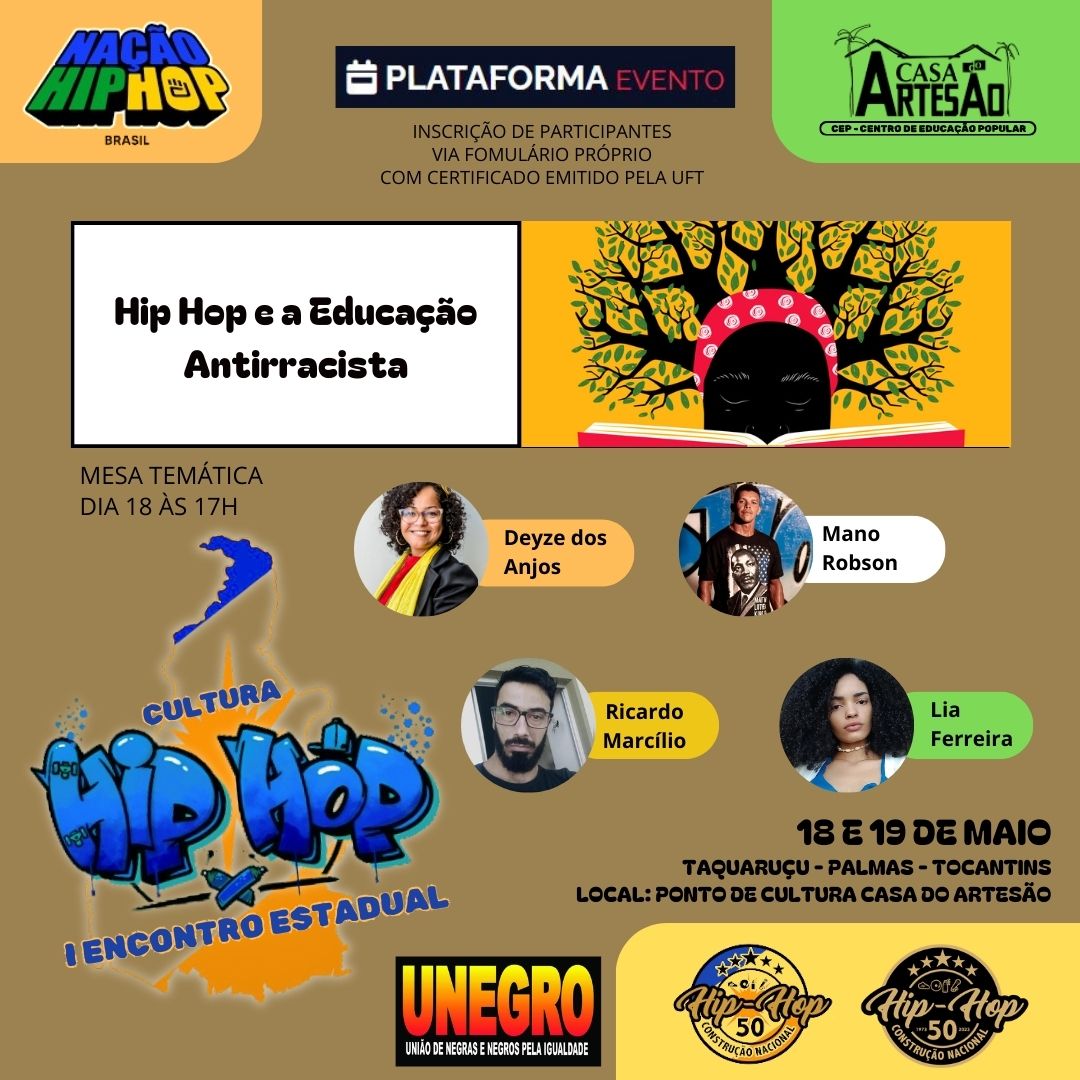 banner da atividade Hip Hop e a Educação Antirracista