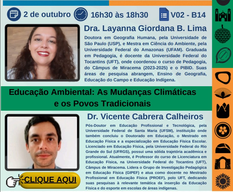 banner da atividade Educação Ambiental: as mudanças climáticas e os povos tradicionais