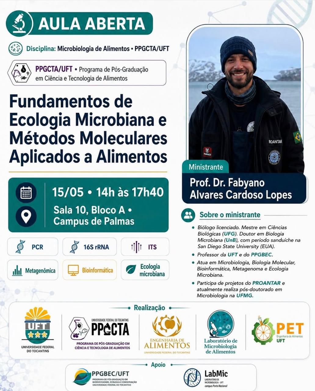 banner da atividade Fundamentos de Ecologia Microbiana e Métodos Moleculares Aplicados a Alimentos