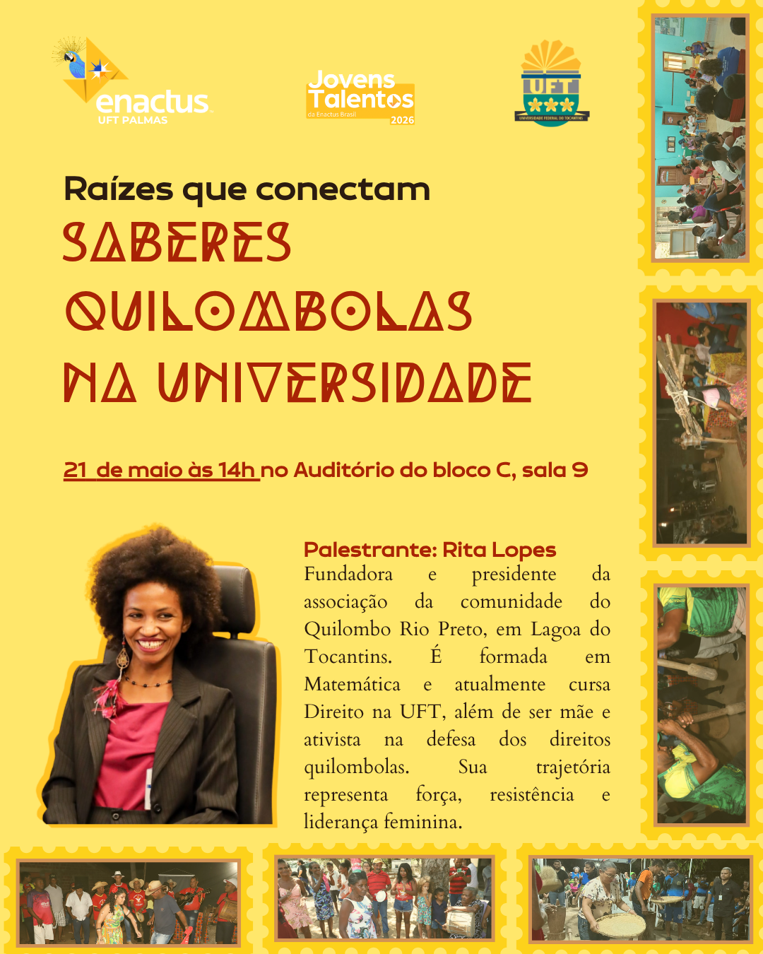 banner da atividade Raízes que Conectam saberes quilombolas na universidade