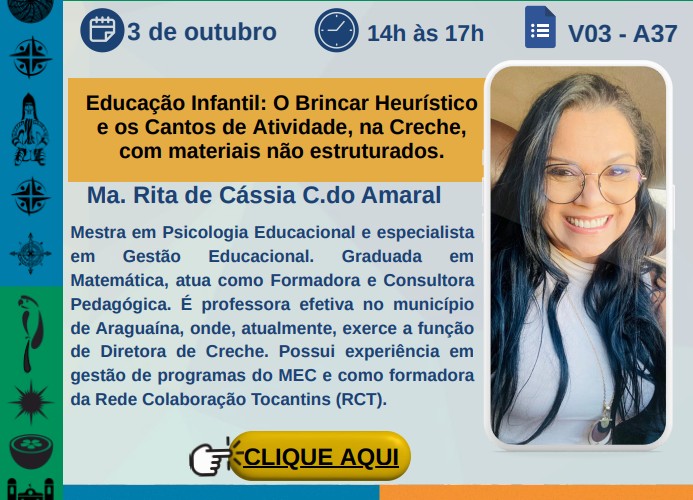 banner da atividade Educação Infantil: O Brincar Heurístico e os Cantos de Atividade na Creche com materiais não estruturados