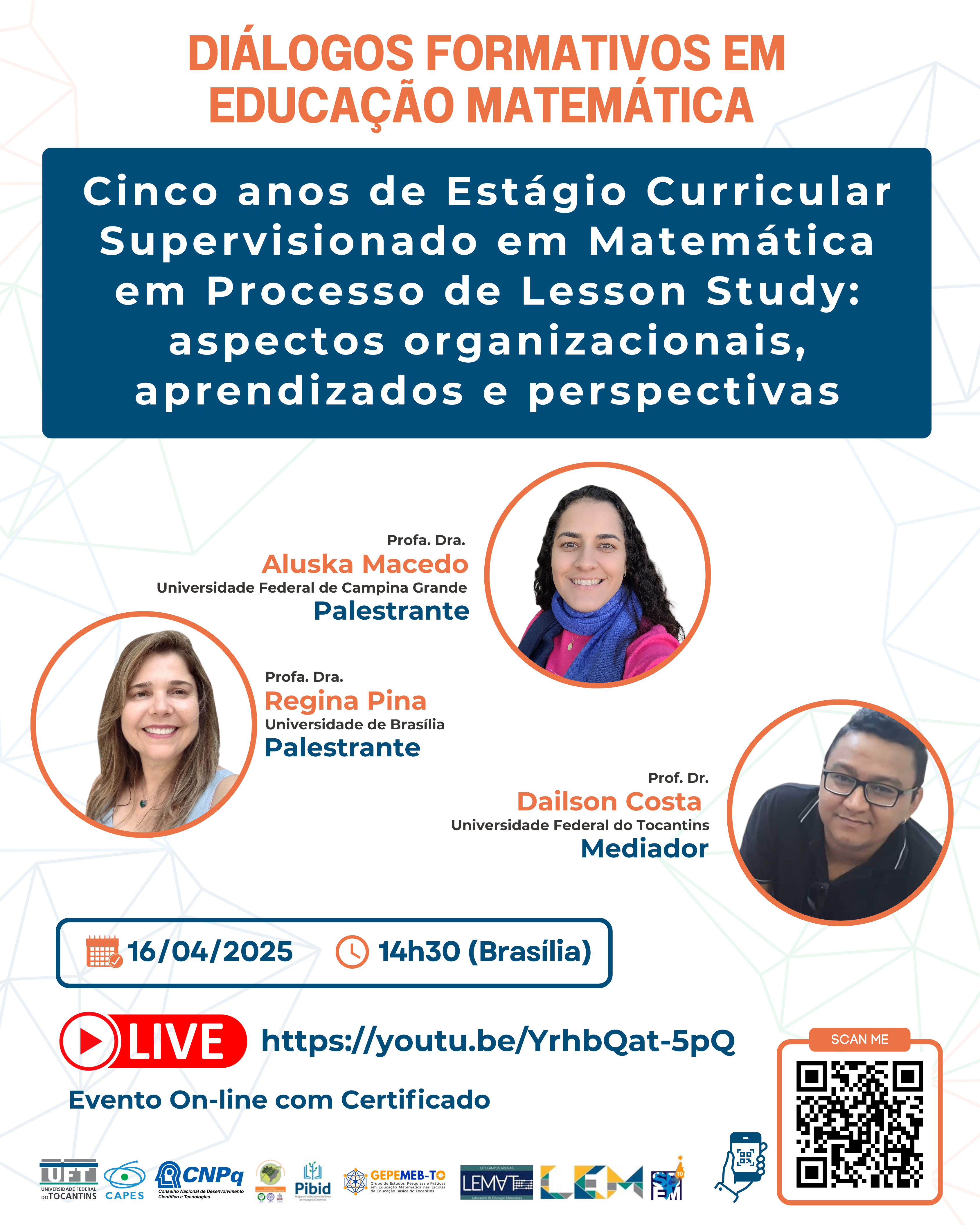 banner da atividade Cinco anos de Estágio Curricular Supervisionado em Matemática em Processo de Lesson Study - aspectos organizacionais aprendizados e perspectivas