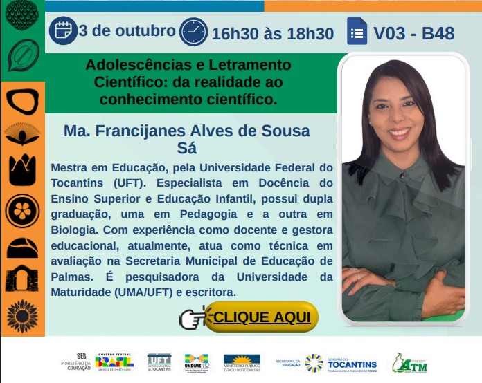 banner da atividade Adolescências e Letramento Científico: da prática social ao conhecimento científico