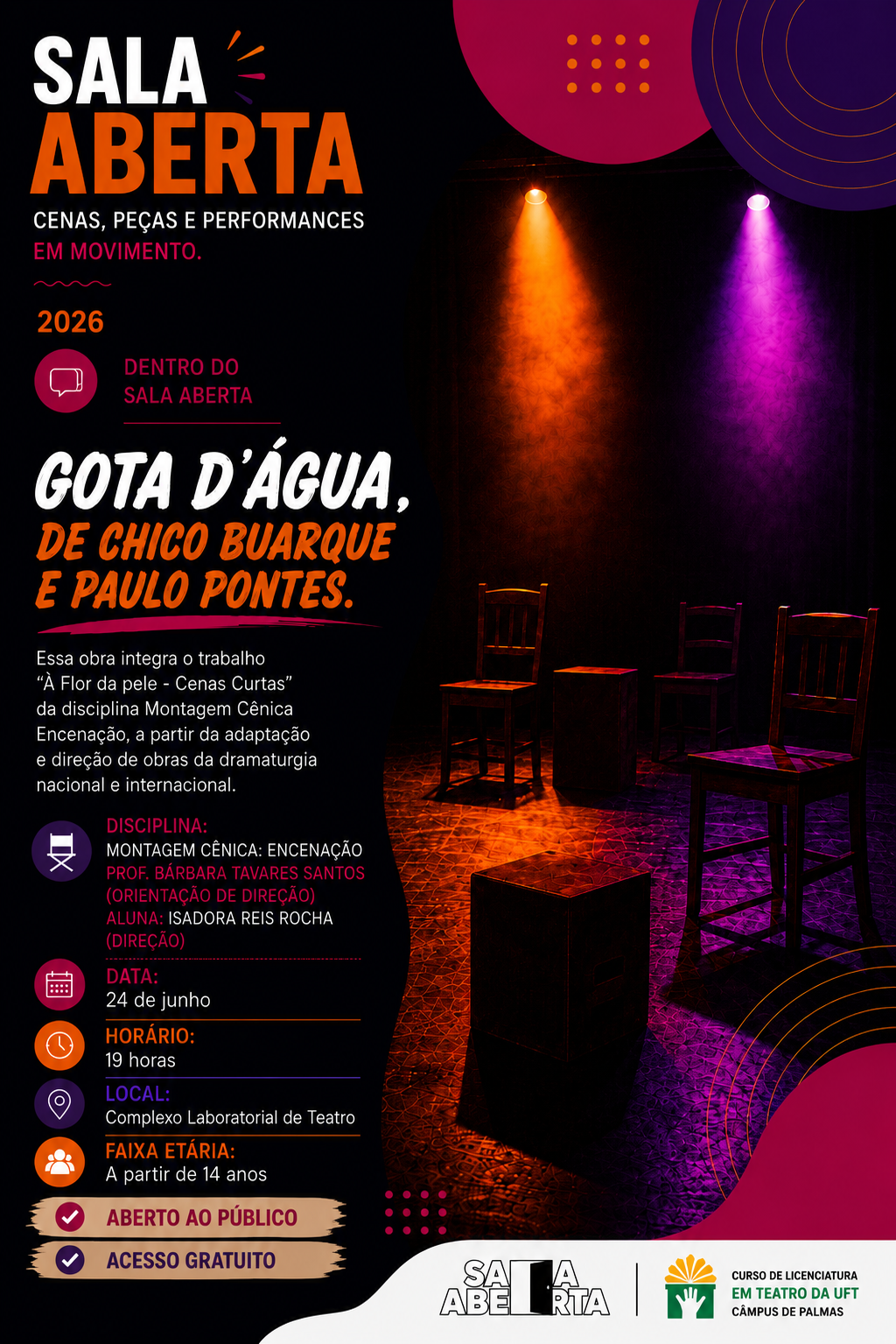 banner da atividade Gota Dágua de Chico Buarque e Paulo Pontes