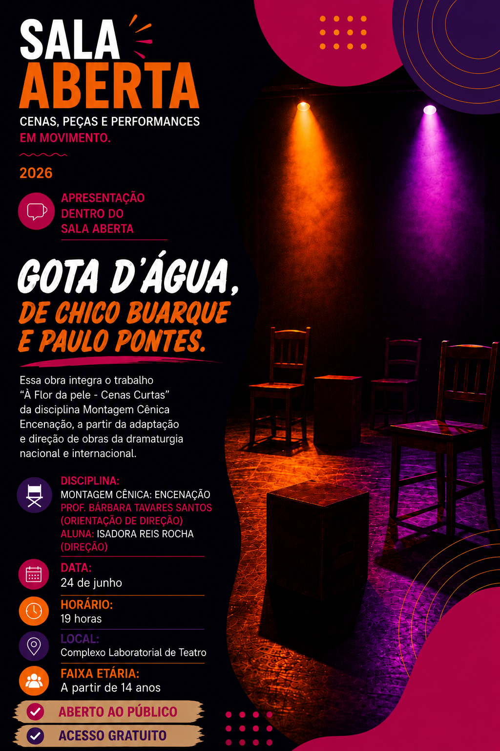 banner da atividade Gota Dágua de Chico Buarque e Paulo Pontes