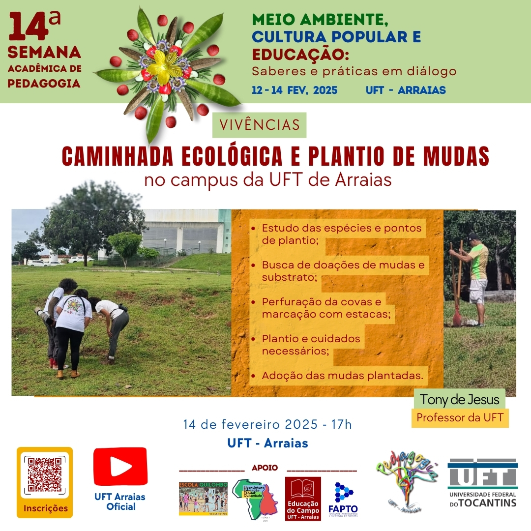 banner da atividade Caminhada Ecológica com Plantio de Mudas no Campus da UFT de Arraias