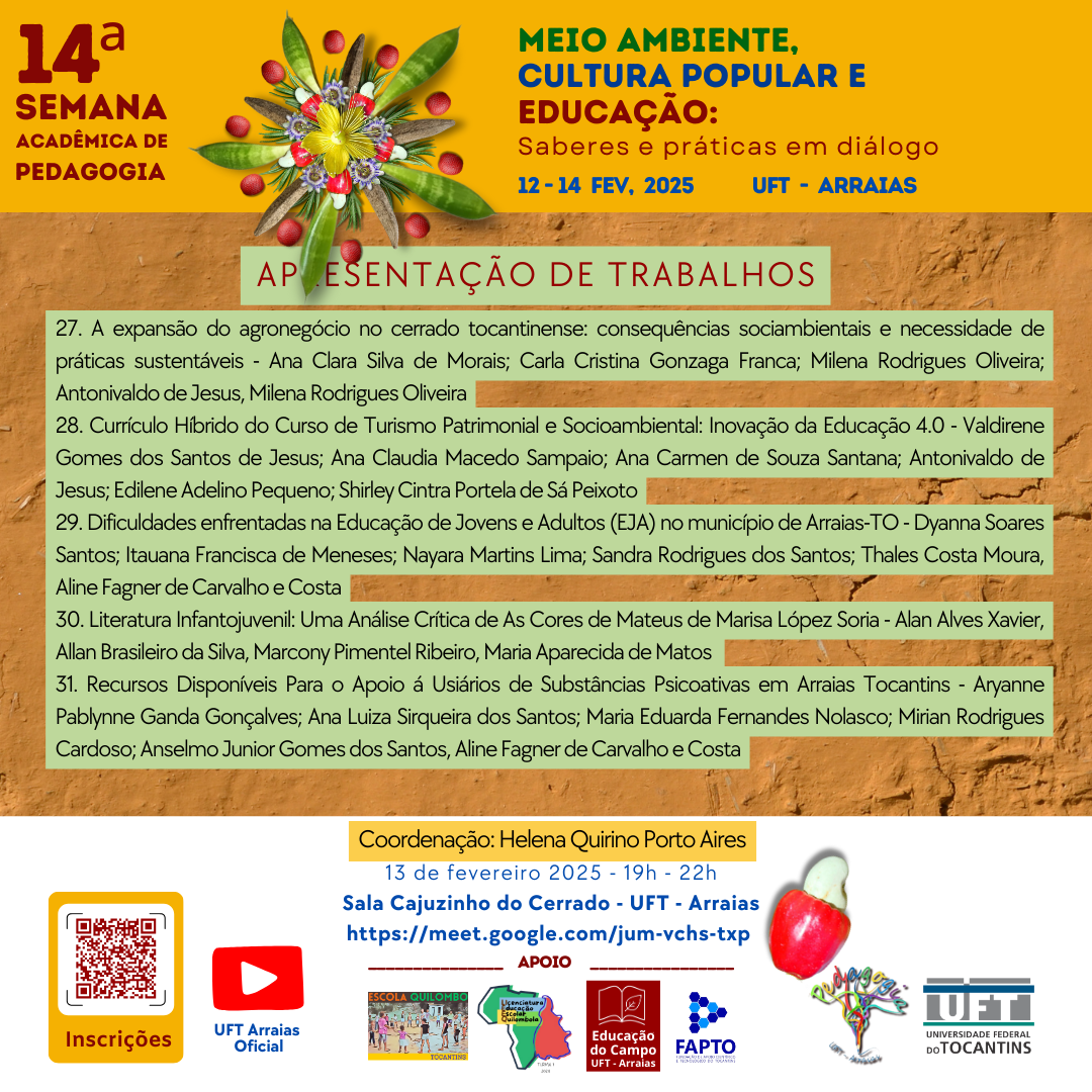 banner da atividade Apresentação de Trabalhos - Coord. Helena Quirino Porto Aires