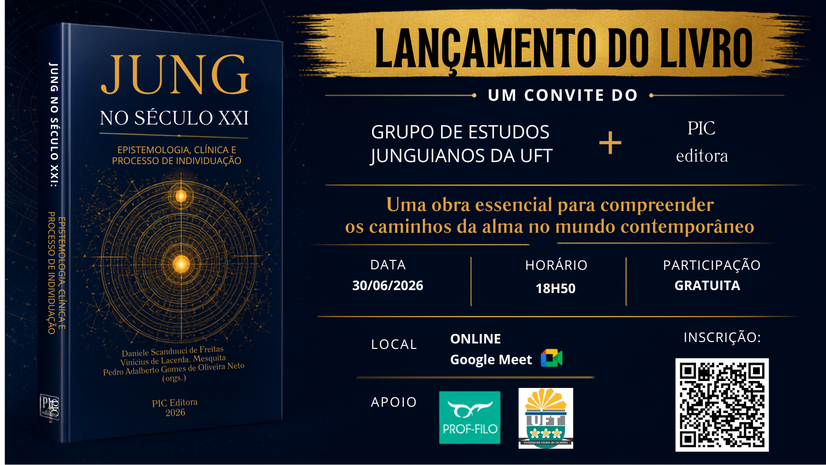 banner da atividade Lançamento do livro: Jung no Século XXI: epistemologia, clínica e processo de individuação.
