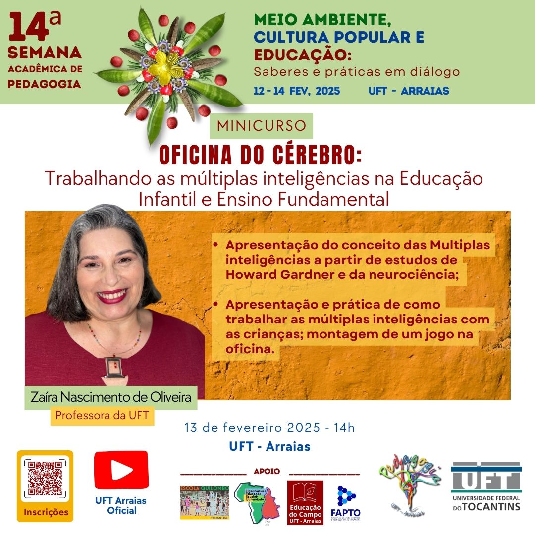 banner da atividade Oficina do Cérebro trabalhando as múltiplas inteligências na Educação Infantil e Ensino Fundamental