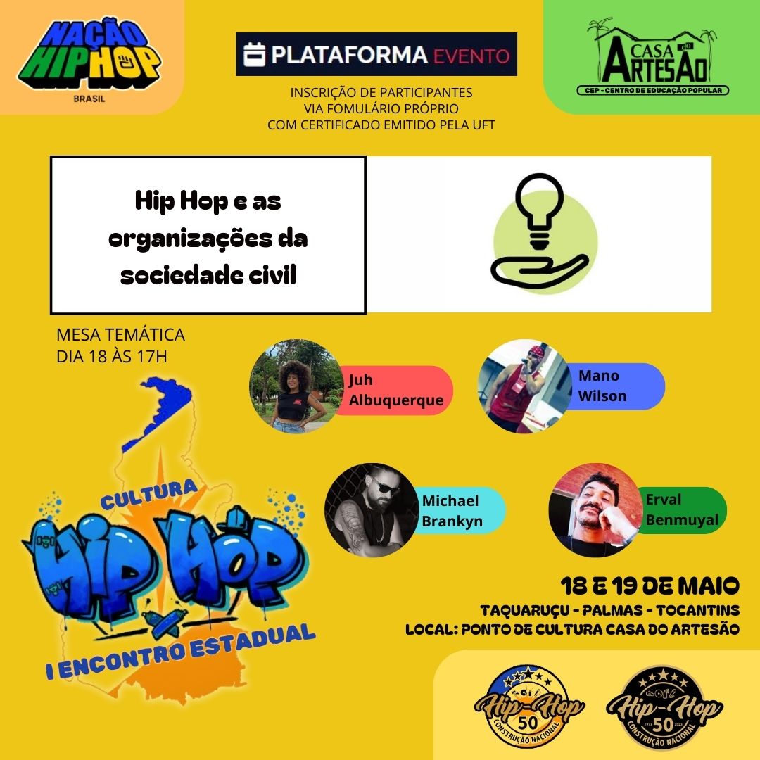 banner da atividade Hip Hop e as organizações da sociedade civil