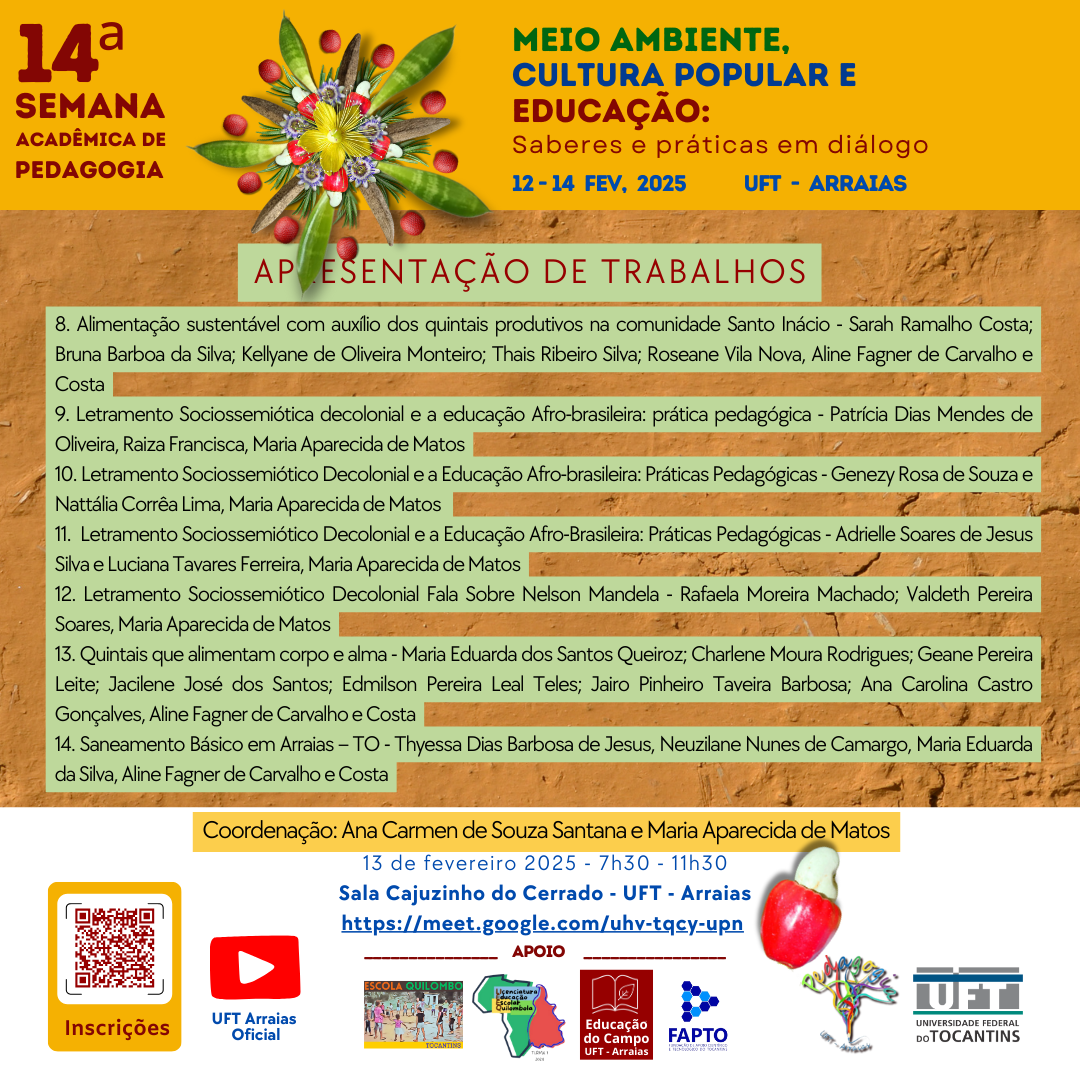 banner da atividade Apresentação de Trabalhos - Ana Carmen de Souza Santana e Maria Aparecida de Matos