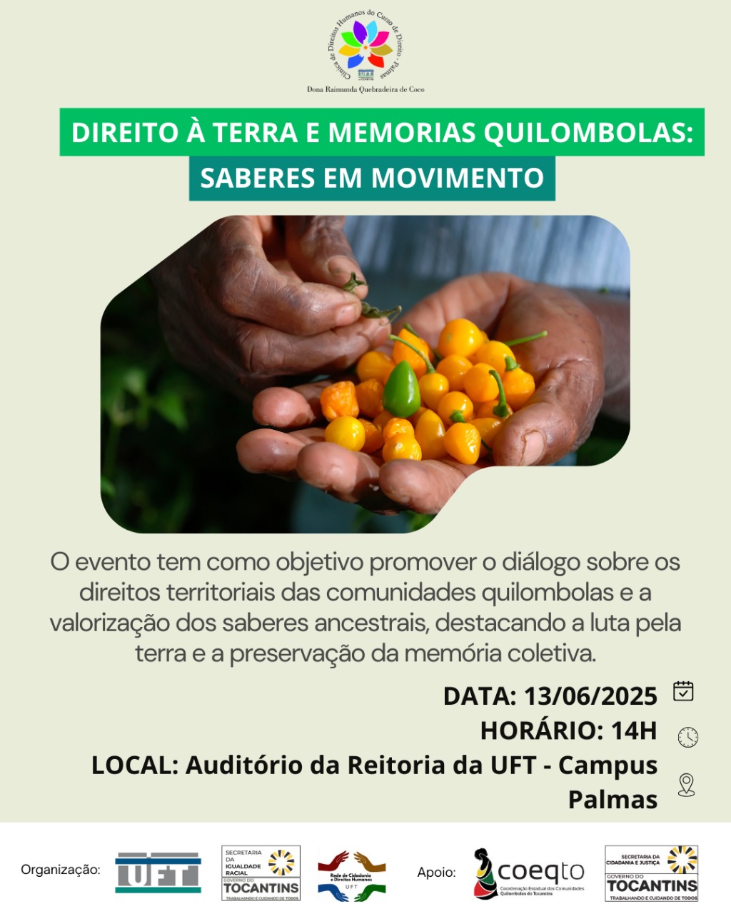 banner da atividade Direito à Terra e Memória Quilombola Saberes em Movimento