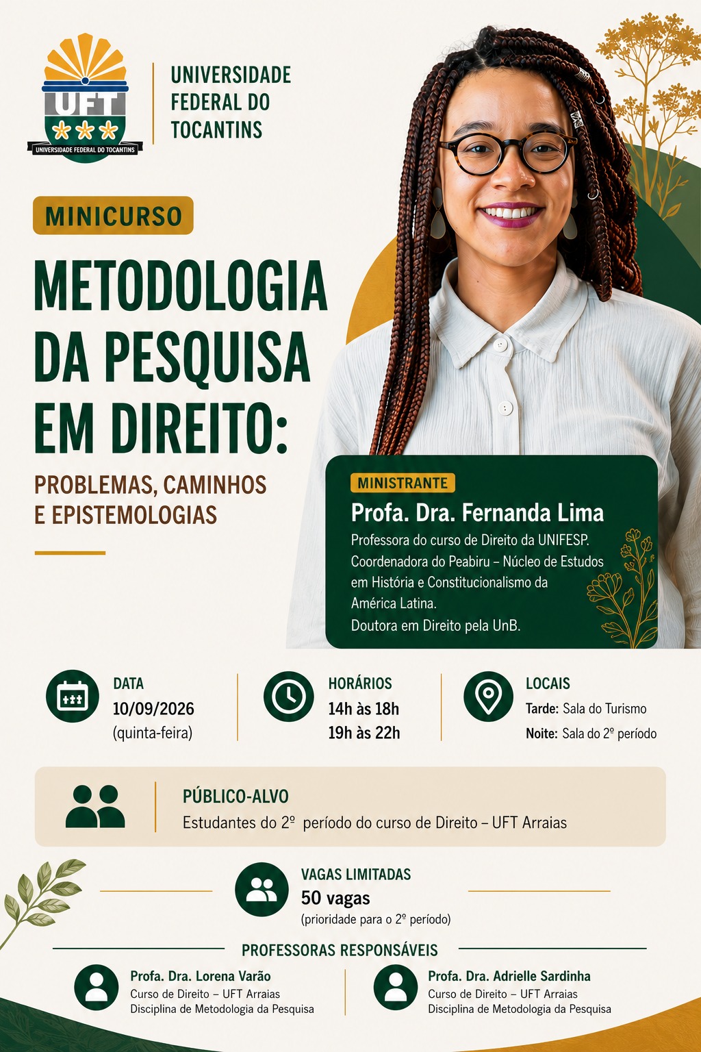 banner da atividade Minicurso Metodologia da Pesquisa em Direito