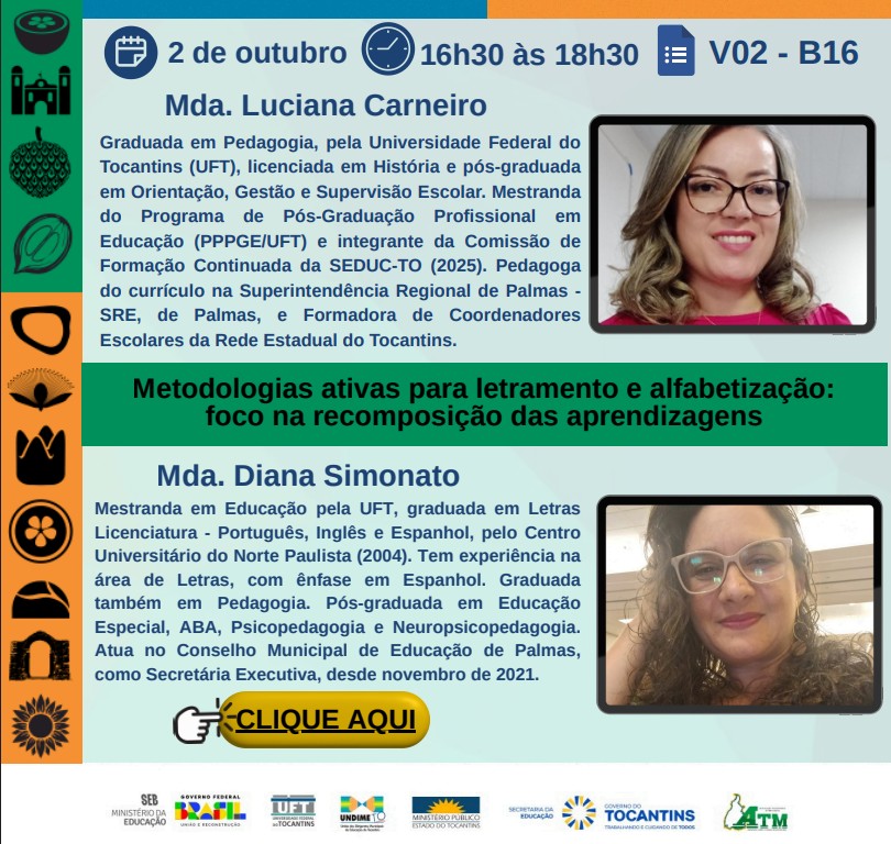 banner da atividade Metodologias ativas para letramento e alfabetização: foco na recomposição das aprendizagens