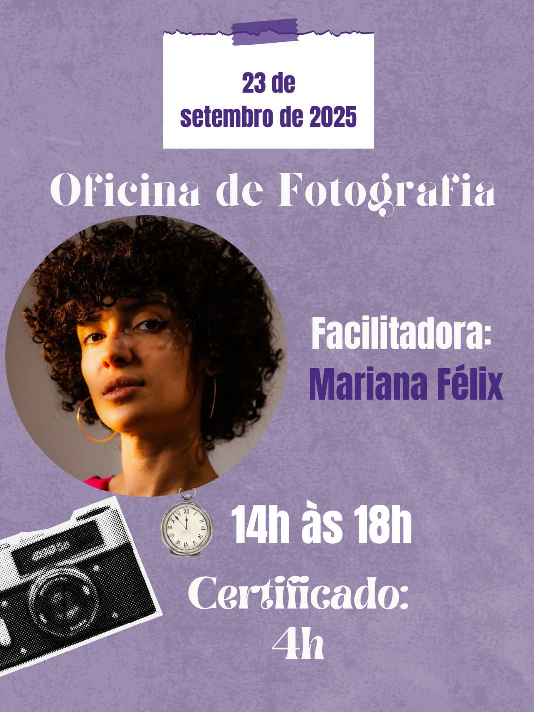 banner da atividade Oficina de Fotografia