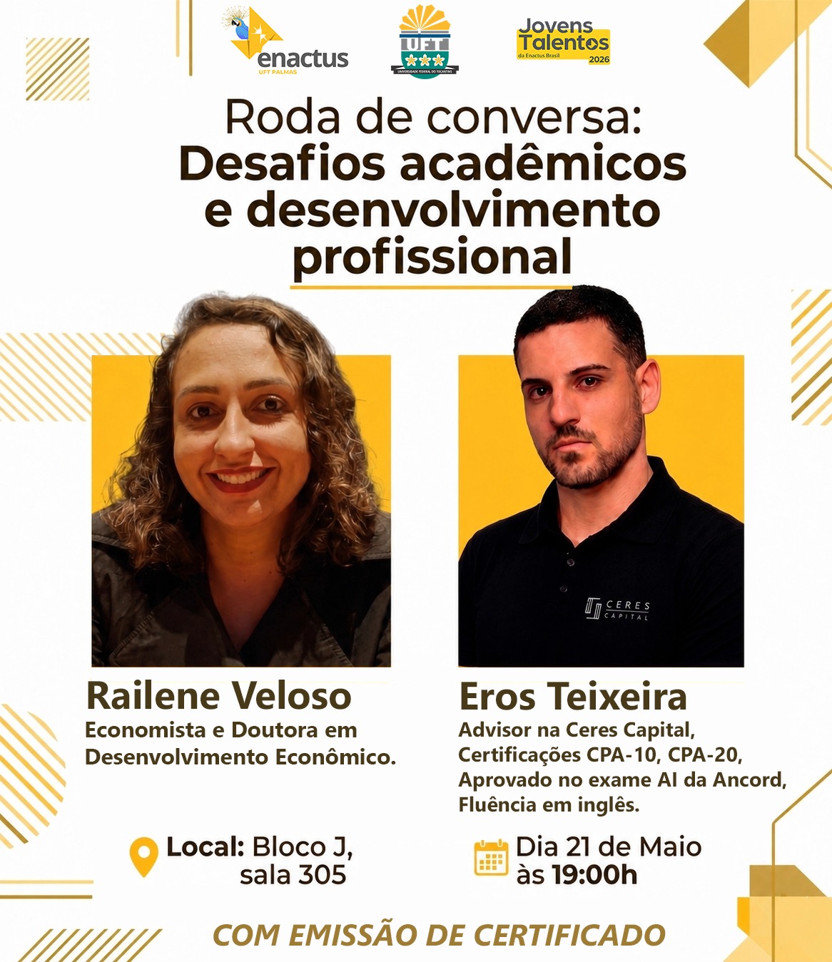 banner da atividade Roda de Conversa: Desafios Acadêmicos e Desenvolvimento Profissional